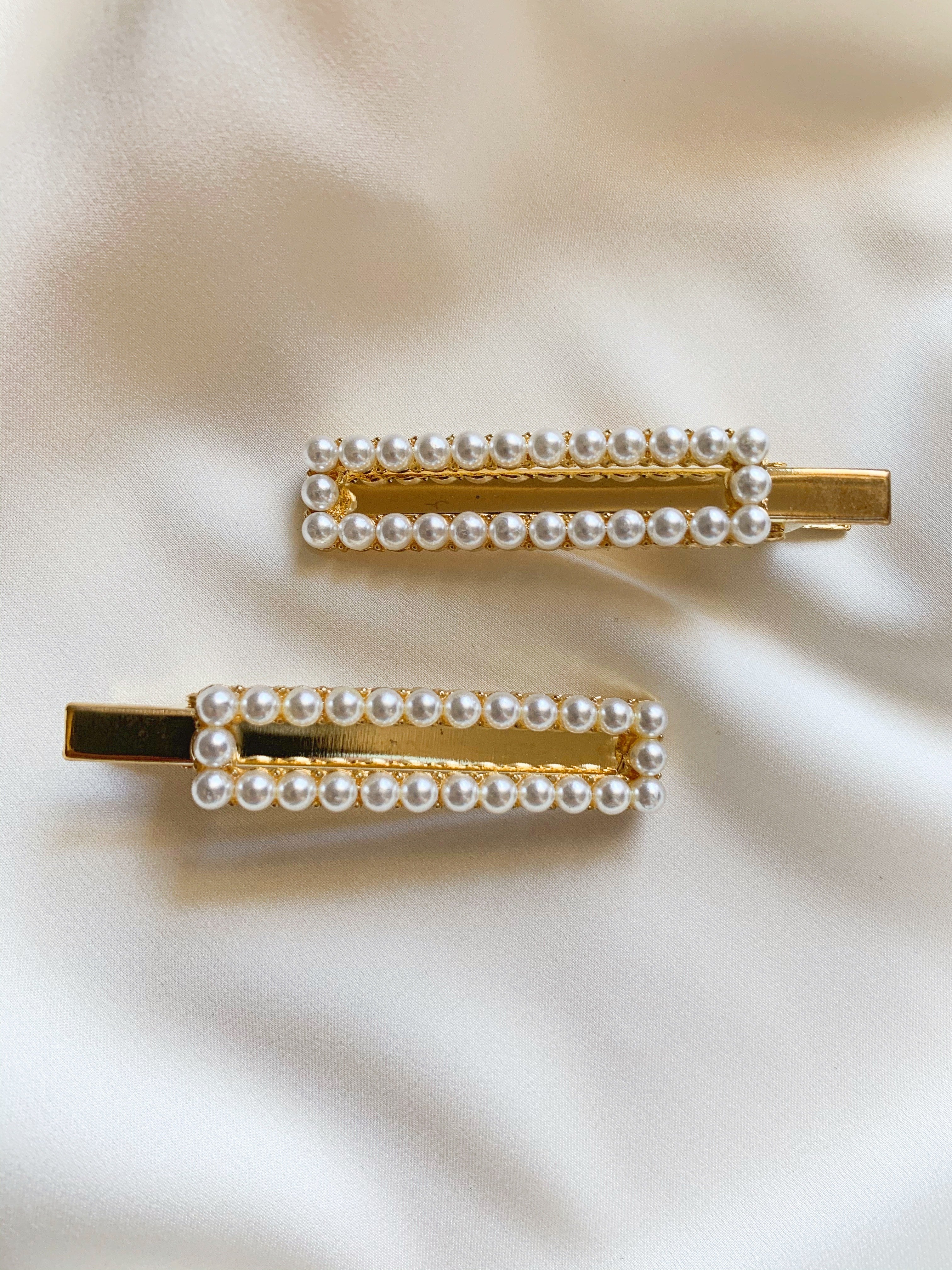 ADELINE - Pearls Rectangle Hair Clip - 2 pc – n o r i k o . Boutique